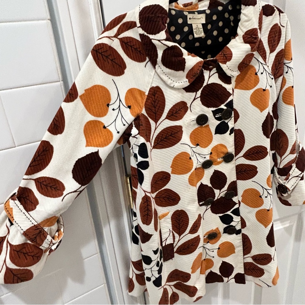Anthropologie Elevenses changing colors fall leaf swing coat jacket 6 brown gold - Picture 7 of 16